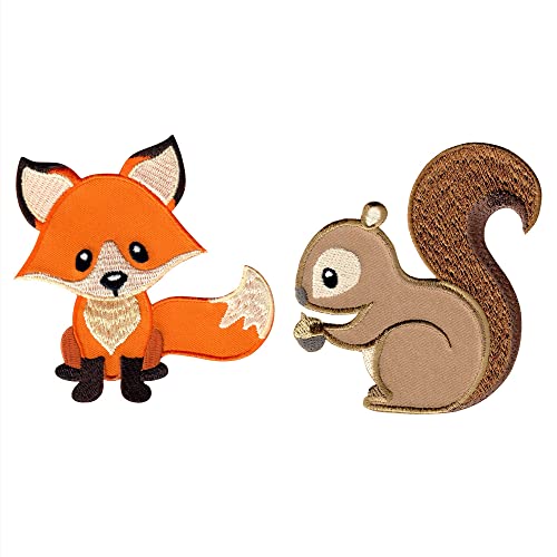 PatchMommy Fuchs und Eichhörnchen Patch Aufnäher Applikation Bügelbild, Set 2 Stück von PatchMommy