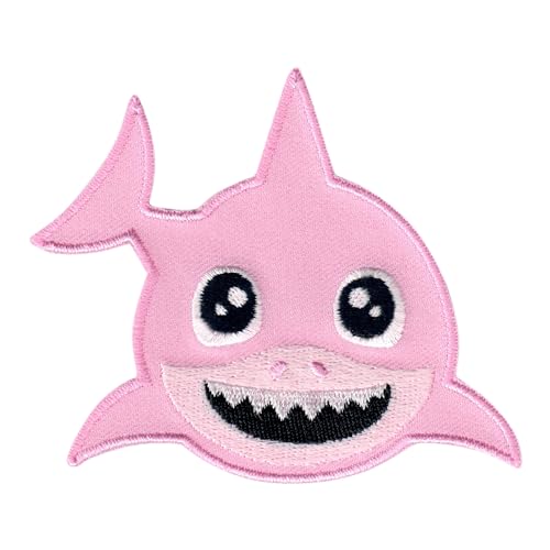 PatchMommy Hai Patch Aufnäher Applikation zum Aufbügeln Bügelbild (Rosa) - für Kleidung Jeans Jacken Kinder Baby von PatchMommy