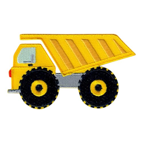 PatchMommy Lastwagen LKW Kipper Patch Aufnäher Applikation zum Aufbügeln Bügelbild Baustellefahrzeuge- für Kleidung Jeans Jacken Kinder Baby von PatchMommy