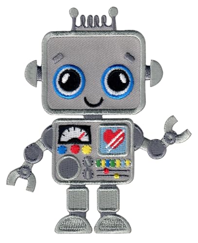 PatchMommy Roboter Patch Aufnäher Applikation zum Aufbügeln Bügelbild - für Kleidung Jeans Jacken Kinder Baby von PatchMommy