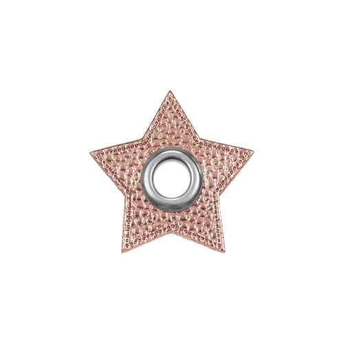 Ösen Patches Stern – 2 Stück – Lederimitat zum Aufnähen – 6 Farben – für Kordeln, Taschen, Turnbeutel, Kleidung – Patch mit Metallöse – DIY Nähzubehör für Deko & Accessoires (rosé metallic) von Patches