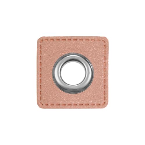 Ösen Patches eckig – 2 Stück – Lederimitat zum Aufnähen – 20 Farben – für Kordeln, Taschen, Turnbeutel, Kleidung – Patch mit Metallöse – DIY Nähzubehör für Deko & Accessoires (blassrosa) von Patches