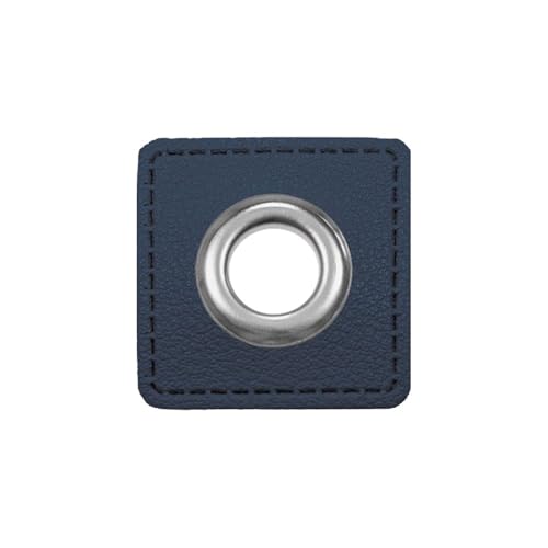Ösen Patches eckig – 2 Stück – Lederimitat zum Aufnähen – 20 Farben – für Kordeln, Taschen, Turnbeutel, Kleidung – Patch mit Metallöse – DIY Nähzubehör für Deko & Accessoires (marine) von Patches