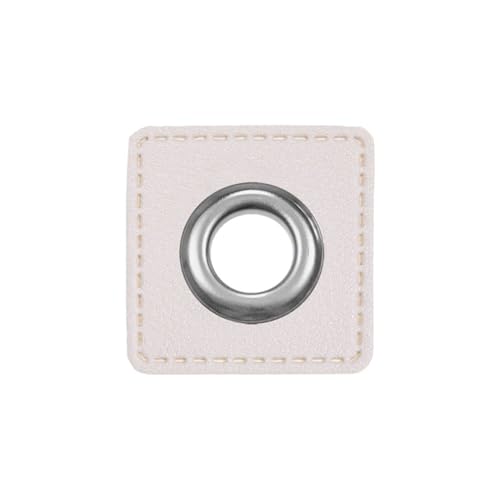 Ösen Patches eckig – 2 Stück – Lederimitat zum Aufnähen – 20 Farben – für Kordeln, Taschen, Turnbeutel, Kleidung – Patch mit Metallöse – DIY Nähzubehör für Deko & Accessoires (weiß) von Patches