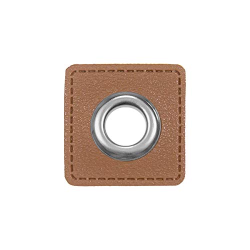 Ösen Patches eckig – 2 Stück – Lederimitat zum Aufnähen – 20 Farben – für Kordeln, Taschen, Turnbeutel, Kleidung – Patch mit Metallöse – DIY Nähzubehör für Deko & Accessoires (mittelbraun) von Patches