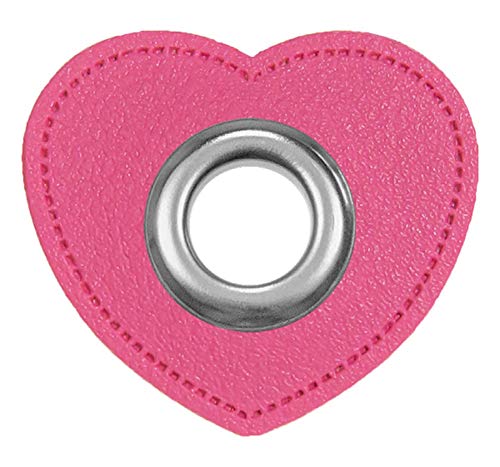 Ösen für Kordeln Lederimitat, Herzen / 2 Stück/viele Farben (pink) von Patches