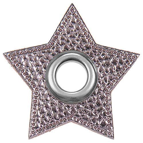 Ösen für Kordeln Lederimitat, Stern / 2 Stück/viele Farben (grau metallic) von Patches