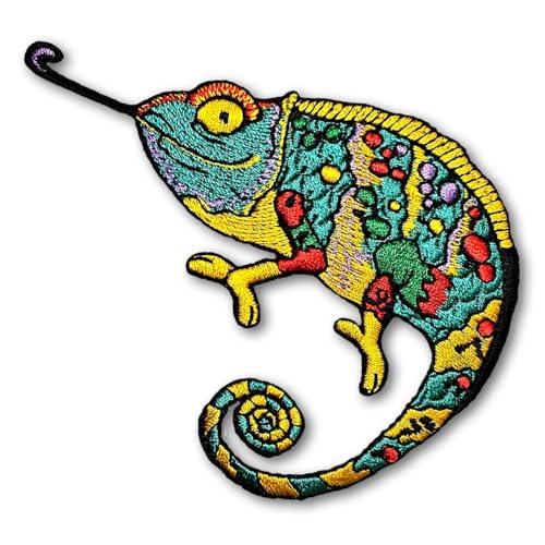 Patchicon4u Aufnäher, Motiv: Chamäleon-Eidechse, Retro, Hippie, Gecko, Haustier, Reptilien, Tierkletter-Design, bestickt, zum Aufbügeln oder Aufnähen, für Jeans, Jacken, Kleidung Patchicon4u Aufnäher, Motiv: Chamäleon-Eidechse, Retro, Hippie, Gecko, Haustier, Reptilien, Tierkletter-Design, bestickt, zum Aufbügeln oder Aufnähen, für Jeans, Jacken, Kleidung von Patchicon4u