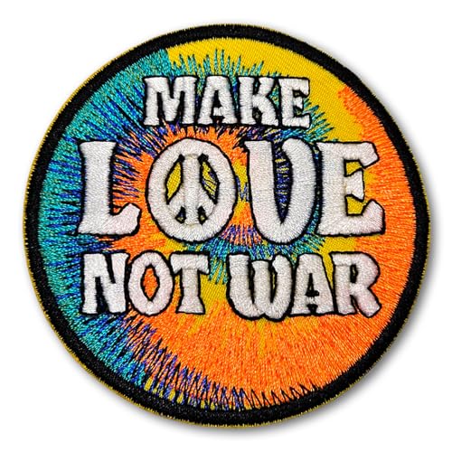 Patchicon4u Aufnäher mit Aufschrift "Make Love Not War", Friedenszeichen, Symbol, Freiheit, Ruhe, Holz, zum Aufbügeln oder Aufnähen, bestickt, Hippie-/Retro, für Jeans, Jacken Patchicon4u Aufnäher mit Aufschrift "Make Love Not War", Friedenszeichen, Symbol, Freiheit, Ruhe, Holz, zum Aufbügeln oder Aufnähen, bestickt, Hippie-/Retro, für Jeans, Jacken von Patchicon4u