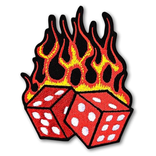 Patchicon4u Aufnäher mit Feuerflamme und Würfelspiel, niedlicher brennender Würfel, Glücksrisiko, zum Aufbügeln oder Aufnähen, bestickt, für Jeans, Jacken, Kleidung Patchicon4u Aufnäher mit Feuerflamme und Würfelspiel, niedlicher brennender Würfel, Glücksrisiko, zum Aufbügeln oder Aufnähen, bestickt, für Jeans, Jacken, Kleidung von Patchicon4u