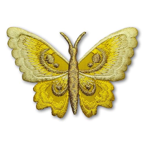 Patchicon4u Goldener Schmetterlingsflügel, niedlich, schöne Liebe, Dekoration, Retro-Schild, zum Aufbügeln oder Aufnähen, bestickter Aufnäher für Hemden, Jeans, Jacken, Kleidung, Farbe: Gelb Patchicon4u Goldener Schmetterlingsflügel, niedlich, schöne Liebe, Dekoration, Retro-Schild, zum Aufbügeln oder Aufnähen, bestickter Aufnäher für Hemden, Jeans, Jacken, Kleidung, Farbe: Gelb von Patchicon4u