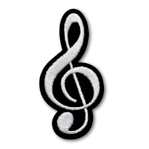 Patchicon4u Schwarze Noten, G-Notenschlüssel, klassische Musik-Skala, Melodie Grand Play, Akkord, Symbol, zum Aufbügeln oder Aufnähen, bestickt, für Rucksäcke, Kleidung von Patchicon4u