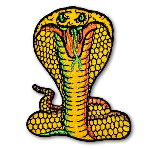 Patchicon4u Striking King Cobra Fanged Snakes Venomous Serpent Attack Reptile Design Yellow Iron on Sew on Embroidered Applique Patch for Jeans Jackets Clothing Patchicon4u Striking King Cobra Fanged Snakes Venomous Serpent Attack Reptile Design Yellow Iron on Sew on Embroidered Applique Patch for Jeans Jackets Clothing von Patchicon4u