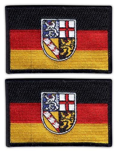 2er Set - Flagge des Saarlandes - Aufnäher - bestickter Aufnäher / Abzeichen / Emblem von Patchion