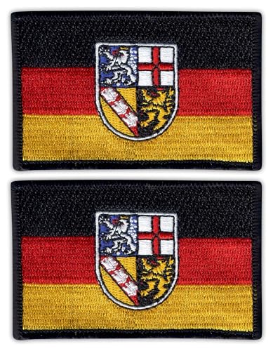 2er Set - Flagge des Saarlandes - Aufnäher - bestickter Aufnäher / Abzeichen / Emblem von Patchion