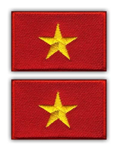 2er-Set – Flagge von Vietnam – Bügeln/Heißsiegel-Rückseite – bestickter Aufnäher/Abzeichen/Emblem von Patchion