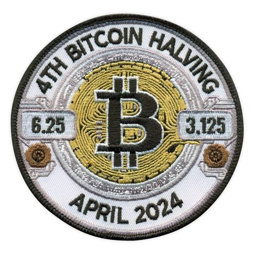 4. Bitcoin Halbierung – April 2024 – schwarzes VeIcro/Klettverschluss-Rückseite – bestickter Aufnäher/Abzeichen/Emblem von Patchion