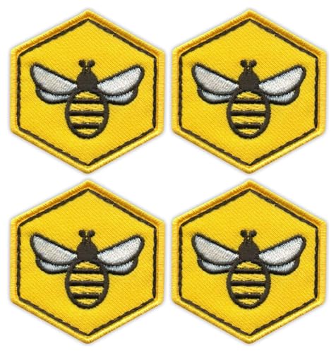 4er-Set – Biene und Wabe – zum Aufnähen – bestickter Aufnäher / Abzeichen / Emblem 4er-Set – Biene und Wabe – zum Aufnähen – bestickter Aufnäher / Abzeichen / Emblem von Patchion