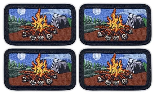 4er-Set – Camping – Lagerfeuer und Zelt – Aufnähen – bestickter Aufnäher / Abzeichen / Emblem 4er-Set – Camping – Lagerfeuer und Zelt – Aufnähen – bestickter Aufnäher / Abzeichen / Emblem von Patchion