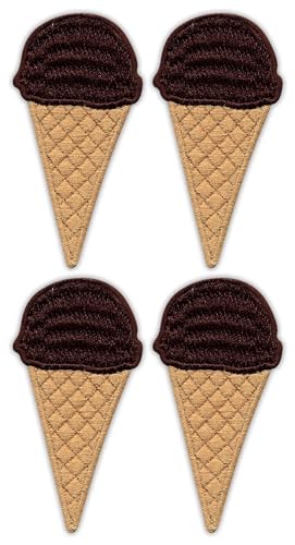 4er-Set – Eiscreme – Schokolade – Bügeln/Heißsiegel-Rückseite – bestickter Aufnäher/Abzeichen/Emblem 4er-Set – Eiscreme – Schokolade – Bügeln/Heißsiegel-Rückseite – bestickter Aufnäher/Abzeichen/Emblem von Patchion