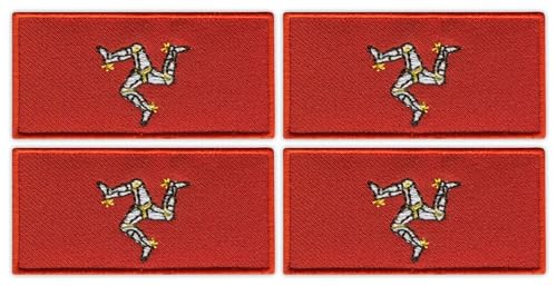 4er-Set – Flagge der Isle of Man – zum Aufnähen – bestickter Aufnäher/Abzeichen/Emblem von Patchion