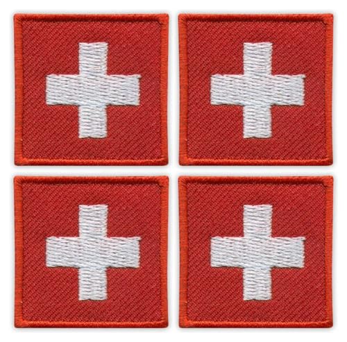 4er Set - Flagge der Schweiz - Aufnäher - Bestickter Patch / Abzeichen / Emblem von Patchion