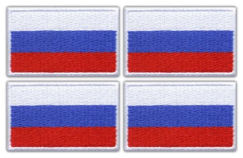 4er-Set – Flagge von Russland – schwarzes VeIcro/Klettverschluss-Rückseite – bestickter Aufnäher/Abzeichen/Emblem von Patchion