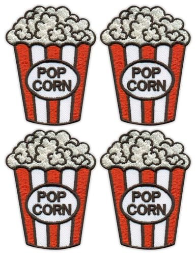 4er-Set – Popcorn – Aufnäher – bestickter Aufnäher / Abzeichen / Emblem von Patchion