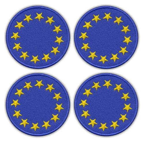 4er-Set – runde Flagge der Europäischen Union – zum Aufnähen – bestickter Aufnäher/Abzeichen/Emblem 4er-Set – runde Flagge der Europäischen Union – zum Aufnähen – bestickter Aufnäher/Abzeichen/Emblem von Patchion
