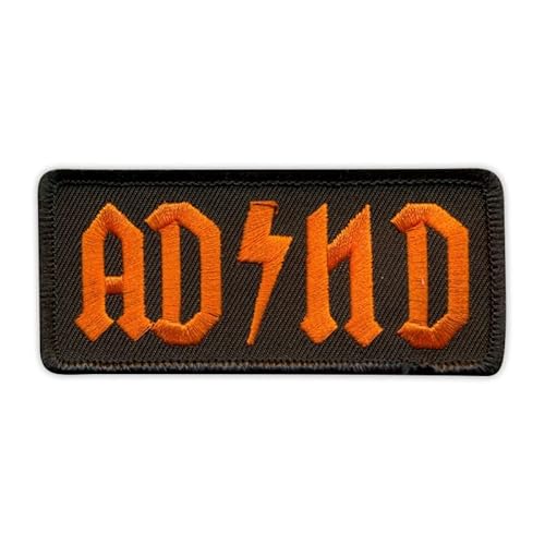 AD HD mit Donner – ADHS-Größe 9,1 x 4,1 cm zum Aufnähen und Aufbügeln – bestickter Aufnäher AD HD mit Donner – ADHS-Größe 9,1 x 4,1 cm zum Aufnähen und Aufbügeln – bestickter Aufnäher von Patchion