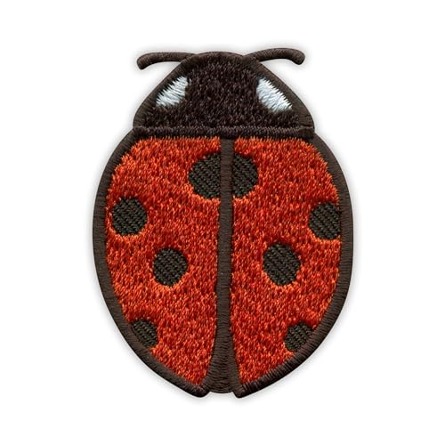Aufnäher, Marienkäfer, roter Käfer mit schwarzen Punkten, schwarzes VeIcro/Klettverschluss-Rückseite, bestickter Aufnäher/Abzeichen/Emblem Aufnäher, Marienkäfer, roter Käfer mit schwarzen Punkten, schwarzes VeIcro/Klettverschluss-Rückseite, bestickter Aufnäher/Abzeichen/Emblem von Patchion