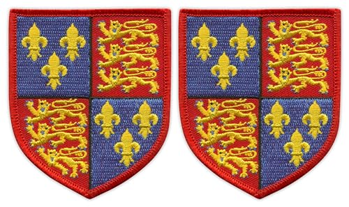Aufnäher, Motiv: Royal Arms of England (1399–1603), zum Aufbügeln, bestickt, 2 Stück von Patchion