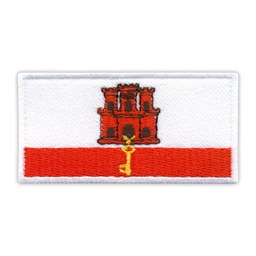 Aufnäher / Emblem, Motiv Flagge von Gibraltar, VeIcro, Klettverschluss, Schwarz von Patchion