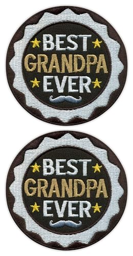 Bestickter Aufnäher mit Aufschrift "Best Grandpa Ever", 2 Stück von Patchion