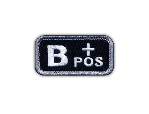 Blood Type B "pos" schwarz/weiß - Aufnäher - bestickter Aufnäher / Abzeichen / Emblem von Patchion