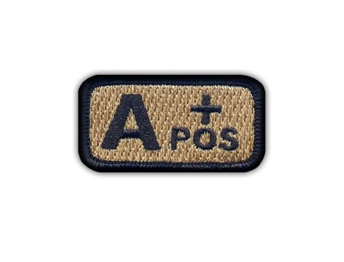 Blutgruppe A "Pos" Coyote-tan – Aufnäher – bestickter Aufnäher/Abzeichen/Emblem von Patchion