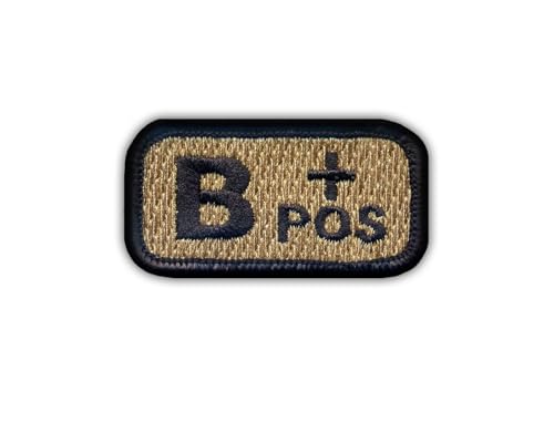 Blutgruppe B "pos" Coyote-tan – schwarzer VeIcro/Klettverschluss-Rückseite – bestickter Aufnäher/Abzeichen/Emblem Blutgruppe B "pos" Coyote-tan – schwarzer VeIcro/Klettverschluss-Rückseite – bestickter Aufnäher/Abzeichen/Emblem von Patchion
