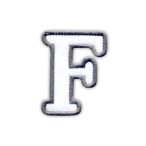 Buchstabe F – weiß – selbstklebende Rückseite – bestickter Aufnäher/Abzeichen/Emblem von Patchion