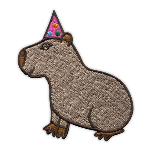 Capybara mit Partymütze - Nähbar - Gesticktes Patch/Abzeichen/Emblem von Patchion