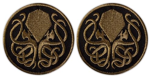 Cthulhu Vintage Gold Aufnäher zum Aufbügeln / Heißsiegel, 2 Stück von Patchion