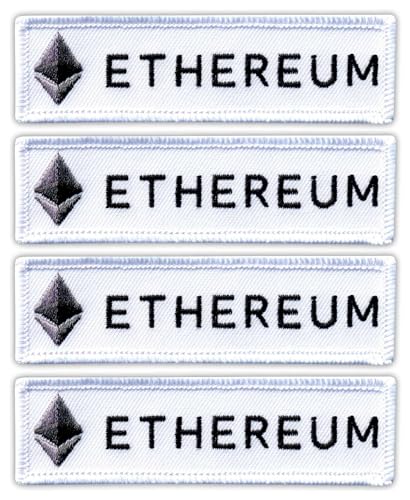 Ethereum – Name und Logo – Bügeln/Heißsiegel-Rückseite – bestickter Aufnäher/Abzeichen/Emblem, 4 Stück von Patchion