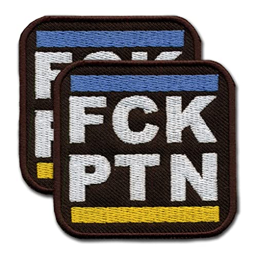 FCK PTN - Fuck Putin - bestickt/Patch/Abzeichen/Emblem - schwarzer Hintergrund - 6 x 6 cm - zum Aufnähen oder Aufbügeln - zwei Streifen in Farben der Flagge der Ukraine FCK PTN - Fuck Putin - bestickt/Patch/Abzeichen/Emblem - schwarzer Hintergrund - 6 x 6 cm - zum Aufnähen oder Aufbügeln - zwei Streifen in Farben der Flagge der Ukraine von Patchion