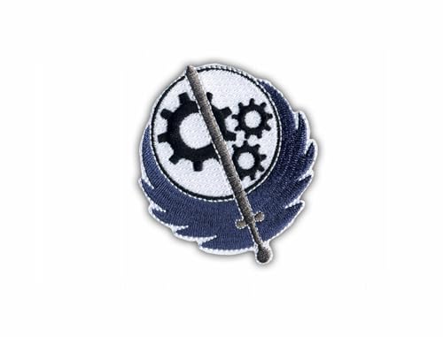 Fallout 4 Brotherhood of Steel Logo – weißes VeIcro/Klettverschluss-Rückseite – bestickter Aufnäher/Abzeichen/Emblem von Patchion