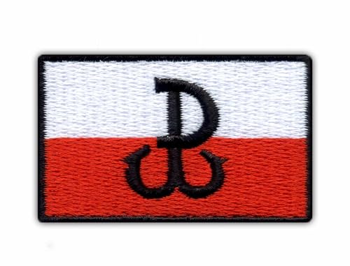 Fighting Poland – Anker/Polska Walczaca – Kotwica – Flagge – Schwarz VeIcro/Klettverschluss-Rückseite – gestickter Aufnäher/Abzeichen/Emblem Fighting Poland – Anker/Polska Walczaca – Kotwica – Flagge – Schwarz VeIcro/Klettverschluss-Rückseite – gestickter Aufnäher/Abzeichen/Emblem von Patchion