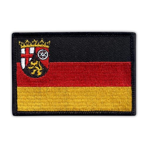 Flagge von Rheinland-Pfalz - Schwarzes VeIcro/Klettverschlussrückseite - bestickter Aufnäher / Abzeichen / Emblem von Patchion