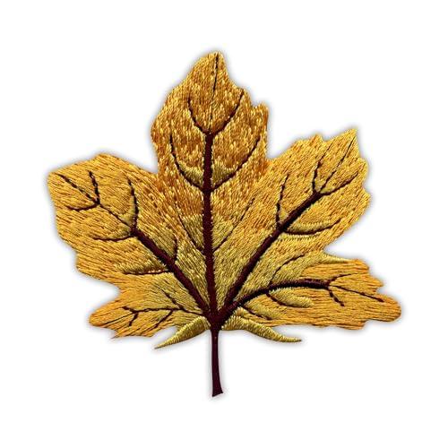 Goldenes Ahornblatt im Herbst – groß – magnetische Rückseite – bestickter Aufnäher/Abzeichen/Emblem Goldenes Ahornblatt im Herbst – groß – magnetische Rückseite – bestickter Aufnäher/Abzeichen/Emblem von Patchion