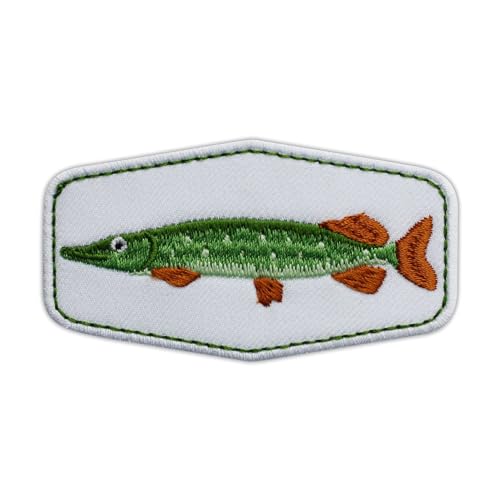 Hechtfisch - Patch für Hecht Jäger - Aufbügler / Heißsiegelrückseite - bestickter Aufnäher / Abzeichen / Emblem Hechtfisch - Patch für Hecht Jäger - Aufbügler / Heißsiegelrückseite - bestickter Aufnäher / Abzeichen / Emblem von Patchion