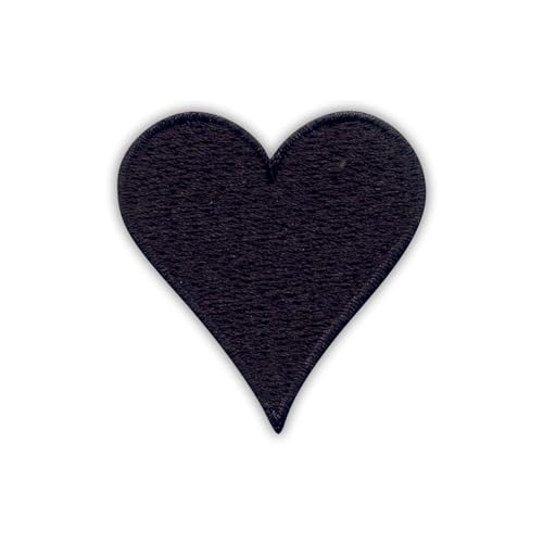 Herz – Schwarz – Schwarzes VeIcro/Klettverschluss-Rückseite – bestickter Aufnäher/Abzeichen/Emblem Herz – Schwarz – Schwarzes VeIcro/Klettverschluss-Rückseite – bestickter Aufnäher/Abzeichen/Emblem von Patchion