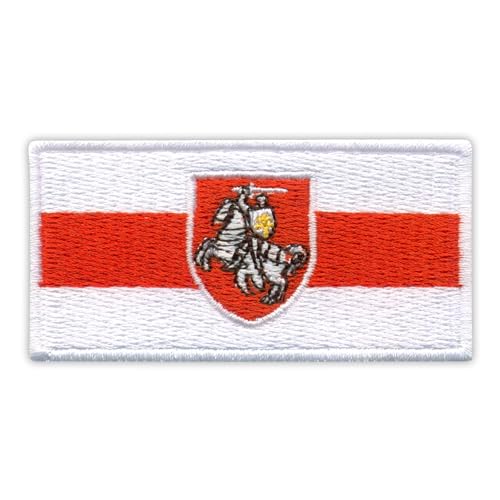 Historische Flagge von Belarus mit Wappen - Pahonia - Aufnäher - Bestickter Aufnäher / Abzeichen / Emblem von Patchion