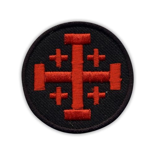 Jerusalem-Kreuz – Schwarz und Rot – selbstklebende Rückseite – bestickter Aufnäher/Abzeichen/Emblem Jerusalem-Kreuz – Schwarz und Rot – selbstklebende Rückseite – bestickter Aufnäher/Abzeichen/Emblem von Patchion